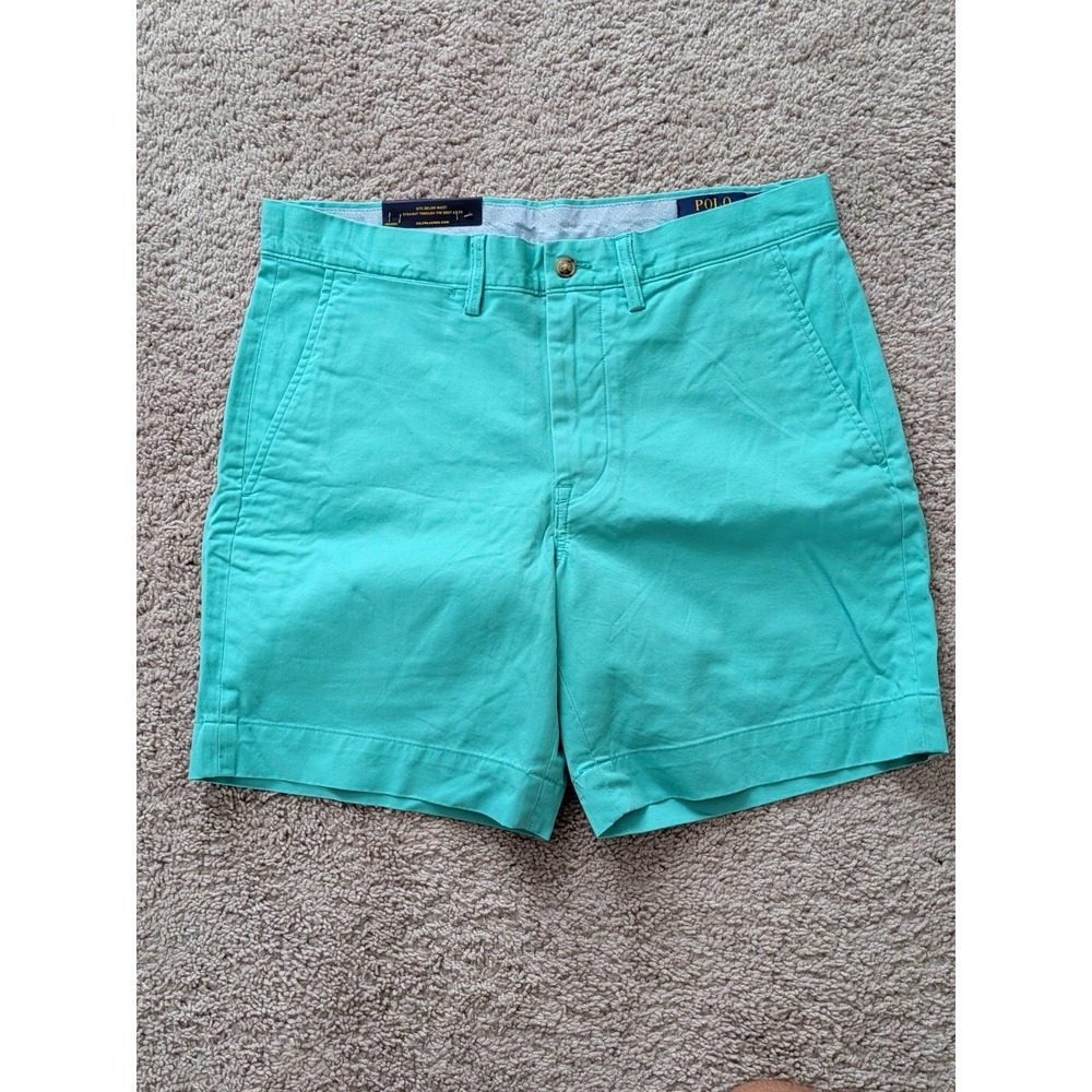 Polo Ralph Lauren Chino Shorts Stretch Straight Fit Teal Mens 32 Inseam 7" NWT
